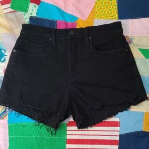 Black Frayed Hem Women's Denim Shorts